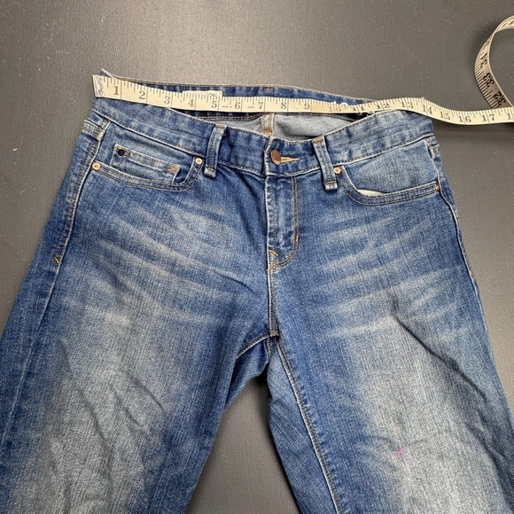 Gap 1969 Real Straight Jeans Women's 28 Blue Mid Rise Stretch Distressed Faded - Picture 5 of 16